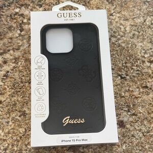 Guess Black Embossed Logo iPhone Case with Gold Accents